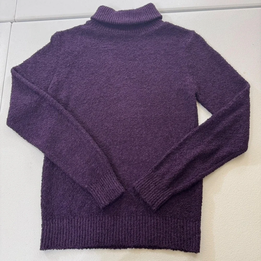 VTG‎ 60s Sears Purple Cozy Turtleneck Sweater Textured Knit Style sz S Y2K